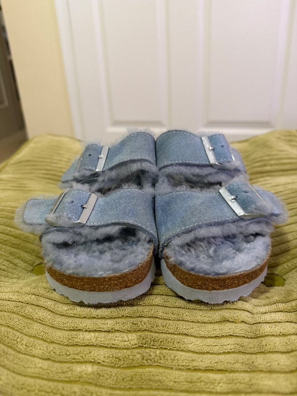 Birkenstock Arizona Shearling Suede Leather Light Blue - Size 37 - Picture 10 of 10